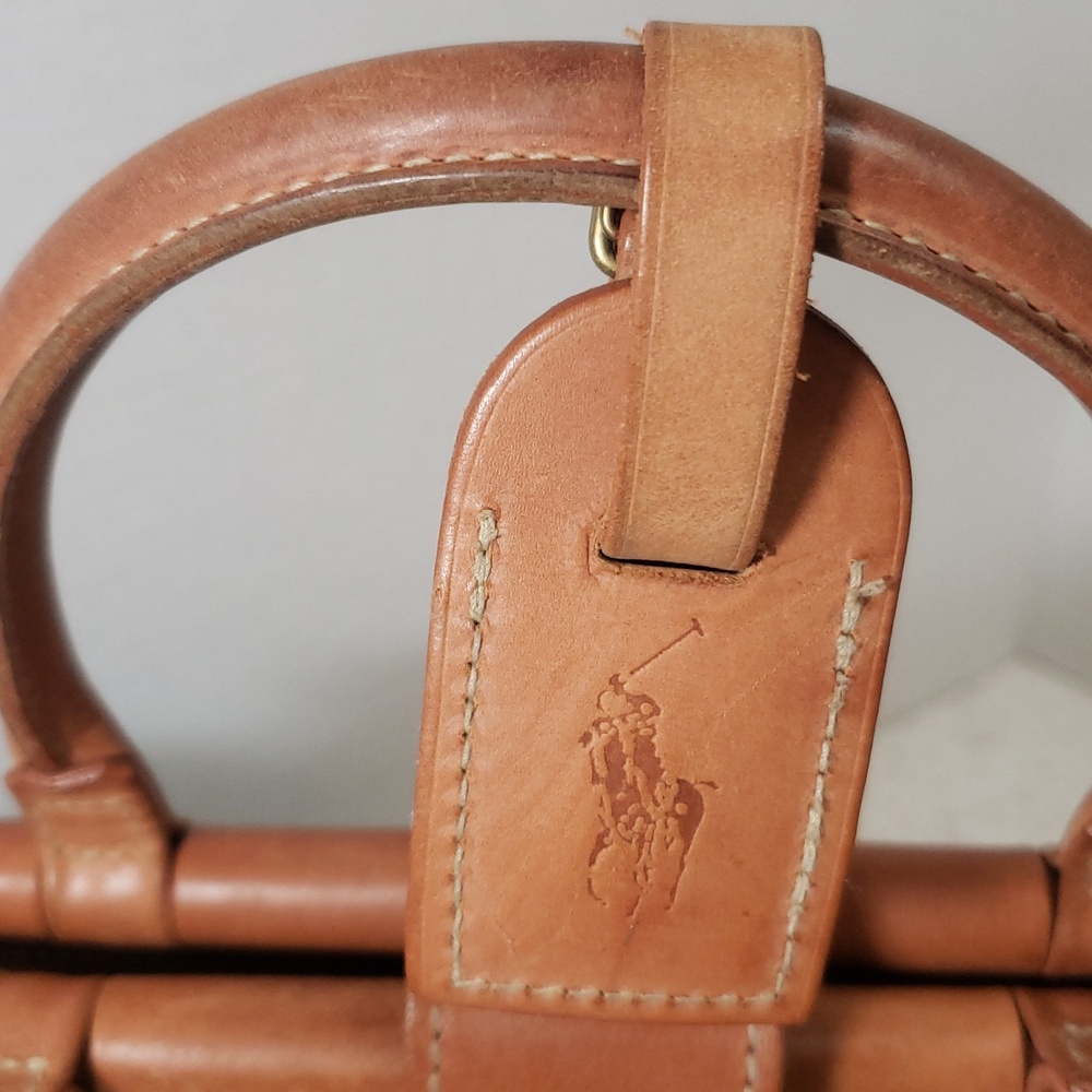 Classic Plaid Tote Handbag with Tan Leather Trim - Picture 4 of 8